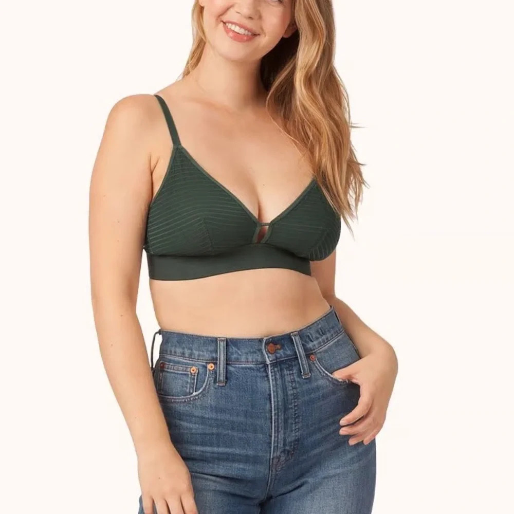 Lively Emerald Busty Stripe Mesh Bralette